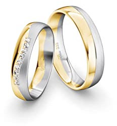 JC Trauringe Gold 333 Gold Paarpreis Poliert/Mattiert I Partnerringe Bicolor mit Gravur in edler Schatulle I 2 Hochzeitsringe Herrenring ohne & Damenring mit Zirkoniasteine I ICT83