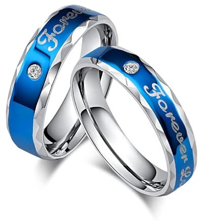 Banemi Zarte Damen Ringe, Freundschaft Ringe Edelstahl Liebe für Immer Stahlblau Geburtstagsgeschenke Ringe Größe 52 (16.6)