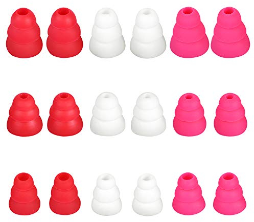 Ersatz-Ohrstöpsel aus Silikon, mit 3 Flansch, 9 Paar, konische Ohrstöpsel, kompatibel mit Sony Senso BeatsX Otium und anderen Innenlöchern 4 mm - 5,1 mm Ohrhörer.