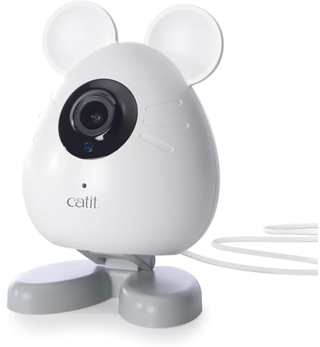 Catit PIXI Smart Mouse-Shaped Cat indoor Camera, App-Controlled Pet, White