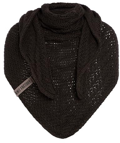 KNIT FACTORY - Dreiecksschal Sally - Damen Strickschal mit Wolle - Grob gestrickten Schal - Hochwertige Qualität - XXL Schal - 220x85 cm - Dunkelbraun