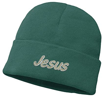 LONDON RAINBOW NOTTING HILL Bestickte Mütze mit Jesus-Motiv, grün, One size