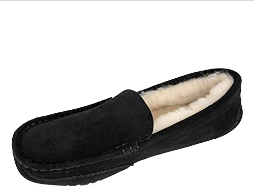 Clarks Herren Mokassins Hausschuhe Lammfell Hausschuhe, Schwarz , 42 EU