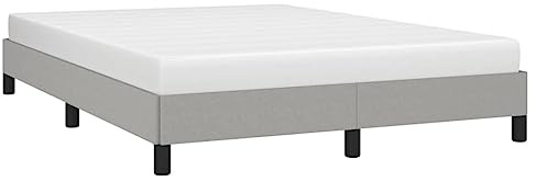 vidaXL Polsterbett, Bett Bettgestell mit Lattenrost, Schlafzimmerbett Doppelbett mit Stützbeinen, Bettrahmen Schlafzimmermöbel, Hellgrau 140x200cm Stoff