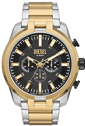 Diesel Orologio Split da uomo, movimento cronografo, cassa in acciaio inossidabile da 51 mm e bracciale in acciaio inossidabile, DZ4625