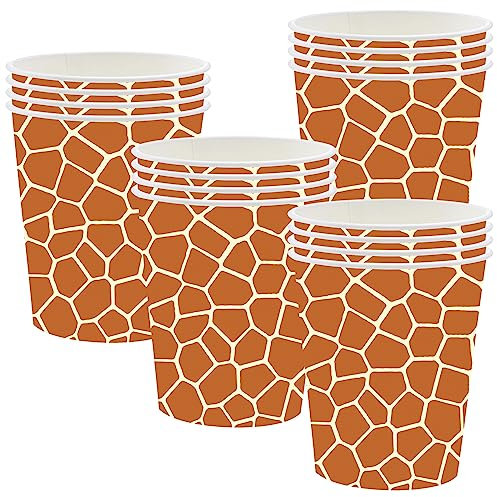 Lot De 16 Gobelets En Papier Imprimé Girafe Pour Fête D'Animaux De Safari Dans La Jungle, Ensemble De Décorations De Table Pour Enfants, Fournitures De Fête Pour Reptiles De Safari Dans La Jungle