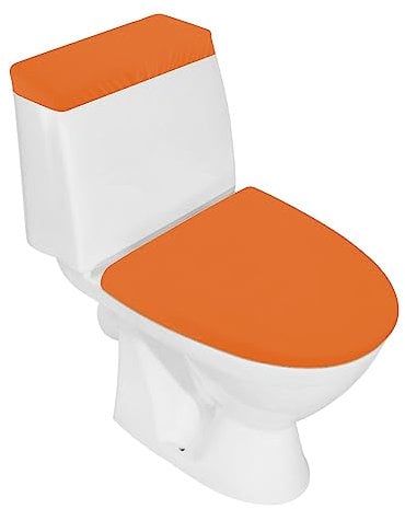 AZHCHKE Toilet Lid Cover and Toilet Tank Lid Cover for Bathroom, Stretch Washable Spandex Fabric, Orange