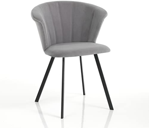 Wink Design Nora Grey 2er Set Stuhl, grau, Mattschwarz, 62 x 56 x H79 cm