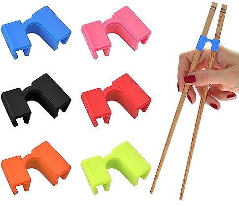 Hoxfly 6 Pezzi Riutilizzabili Aiuto per Bacchette per Addestramento, Helper Colorato con Cerniere per Principianti