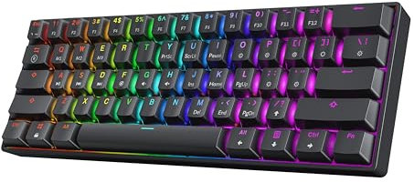 HK GAMING GK61 60% v3 | Teclado mecánico compacto para gaming, 61 teclas, multicolor, iluminación LED RGB para PC/Mac, disposición ANSI US (negro, Cherry MX Brown Switch)
