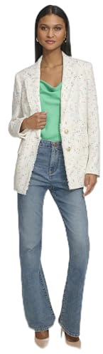 Karl Lagerfeld Paris Blazer Moderno de Tweed, Blanco Multi, 42 para Mujer