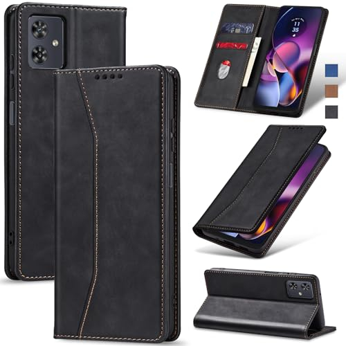 Jasonyu Funda para Motorola Moto G54, Cuero PU Carcasa, Tipo Libro Flip Case con Tarjetas y Cartera, Soporte Plegable, Cierre magnético, Capa (Negro)