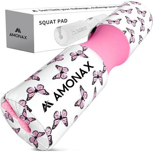 Amonax Cuscino Bilanciere, Cuscinetto Hip Thrust Squat Pad Con Glute Band Fascia Elastica in Tessuto, Cavigliere Cavi Palestra per Macchine via Cavo, Allenamento Fitness Attrezzi Casa per Donne Uomini