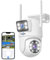 Hiseeu Cámara Vigilancia WiFi Exterior, Doble Lente Doble-Vista Cámara de Seguridad, 360° PTZ Cámara IP con Visión Nocturnaen, 8 X Zoom Digital Audio Bidireccional, Grabación Continua 24/7, IP66