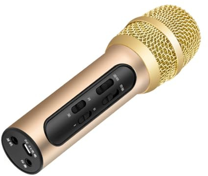 ibasenice Goldenes Handmikrofon für Live Gesang, 1 Satz, Kabellos | 400 Mah Akkukapazität, Aluminiumlegierung und Kunststoff, Hall Sowie Kirchen Einsatz