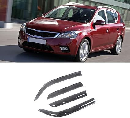 AnJWen Autofenster Windabweiser für Kia Ceed 2007-2019, Autofenster Regenschutz, Regenabweiser, Integrierte Deflektoren, 4 Stück