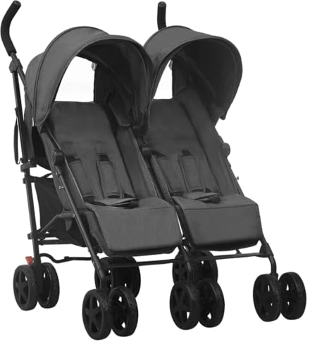 Willood Zwillingskinderwagen Tandem Kinderwagen Geschwisterwagen Anthrazit Stahl