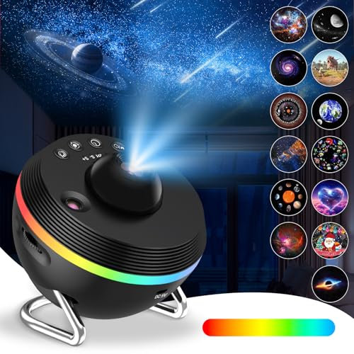13 in 1 Galaxy Projector Light, Star Projector Night Lights for Kids with 13 Film Discs & 6 RGB Lights, Galaxy Night Light with 4K HD and Timer, Planetarium Projector with Dynamic Shooting Stars