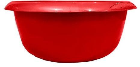 KARAVI 8L Round Plastic Washing Up Bowl | Sturdy Lightweight Kitchen Bowl for Dishwashing Mixing and Laundry Soaking | Easy to Clean Sink Basin for Everyday Use (Glitter Red)