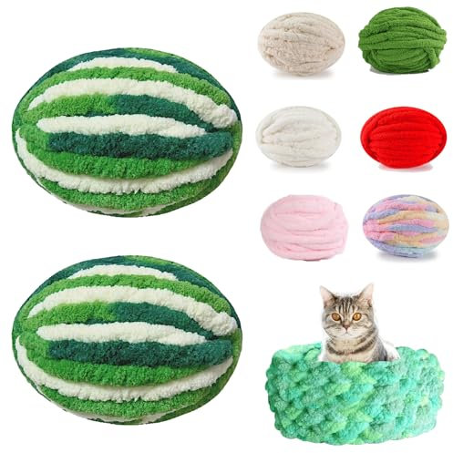 Dicke Wolle Garn (2 Stück) - Strickgarn für Armstricken, Flauschiges Garn zum Handstricken von Decken, Schals und Dekorationen (Gemischtes Grün)
