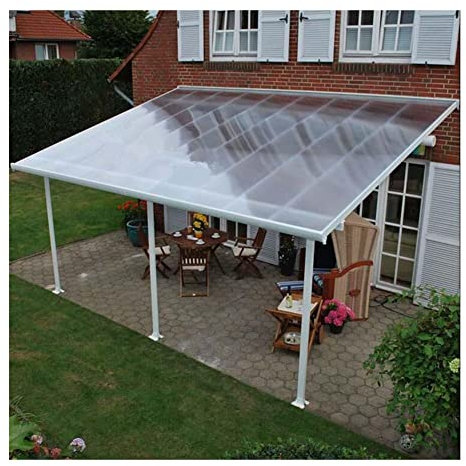 Pannelli isolanti in policarbonato per serre e antipioggia, facili da tagliare, non ondulati, copertura per veranda e pergola, 0,8 mm, in fibra di vetro (trasparente, 1,5 x 4 m)