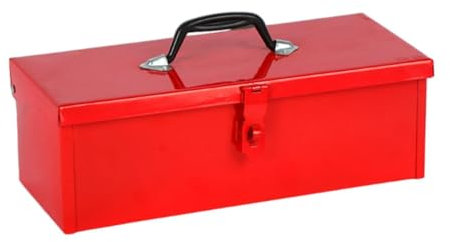 LOVIVER Caja de herramientas de hierro, organizador de herramientas de metal portátil, color rojo, fácil acceso, caja de herramientas vacía, multifunción para