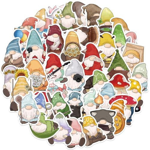 Wichtel-Aufkleber, Wasserdicht - 50 Stück für Weihnachtswichtel und Zwerge, für Wasserflasche, Skateboard, Laptop, Basteln und Scrapbooking - Geeignet für Kinder und Erwachsene