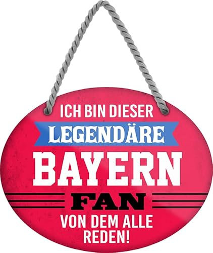 schilderkreis24 – Blechschild Lustiger Spruch Deko Artikel Sport Verein Geschenkidee Männer Club Fußball Fan 18x12 cm (Ich bin dieser legendäre Bayern Fan)