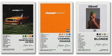 aizhimi Ein Set von 3 Frank-Albumcover-Postern, Ozeanblond, Musikposter, Wandkunst, Leinwandposter, Raumdekor-Poster, 20 x 30 cm, 3 Stück, Stil 2