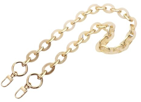 WANYI 100CM Taschenkette Gold Acryl Resin Taschengurte Ersatz Metallkette Taschenriemen Handykette Geldbörsenkette für DIY Taschen Handtasche Geldbörse mit Gold Karabiner (Beige)