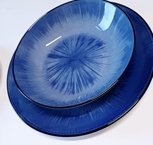 Servizio Piatti per 6 Persone in stoneware 18 pezzi per Lavastoviglie modello (Blu Ray)