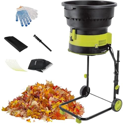 PASPRT Portable Garden Shredder, Quiet Electric Leaf Shredder, Compost Shredder, 8000RPM Speed, with Detachable Collection Bag for Garden Debris (20mpowercord)