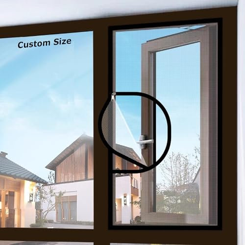 Custom Size Cat Window Protection Mesh with Zipper, Fly Screen Mosquito Netting, Cat Safety Net, Window Mesh for Cat, Self Adhesive Window Screen Net for Balcony