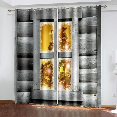 Beydodo Vorhänge Verdunklung mit Ösen 2er Set, Gardinen Blickdicht 244x274CM Fensterblick Weihnachtsbaum Verdunklungsvorhänge Kinderzimmer Jugendzimmer