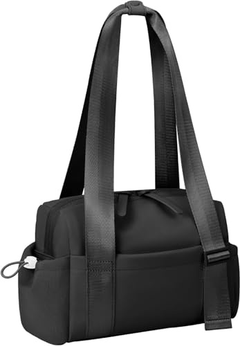Mini-Sporttasche für Damen und Mädchen, wasserdicht, kleine Tragetasche mit Nassfach, leichte Reisetasche für Yoga, Sport und Schwimmen, Schwarz , 30,5 x 17,8 x 11,4 cm, Sport