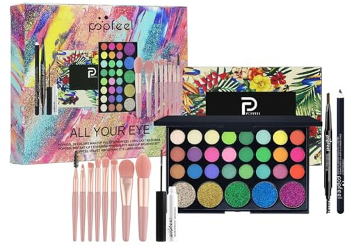 FantasyDay Xmas Make-Up Sets Adventskalender 2025 Multifunktions Kosmetik Schminkkoffer Mädchen Makeup Geschenkset - Schminke Kit mit Lidschatten Palette Lippenstift Concealer Puder Rouge Mascara
