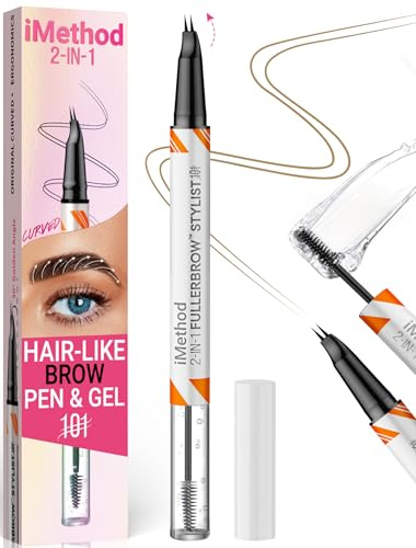 iMethod Curved Eyebrow Pen and Brow Gel Clear - Eye Brow Pencil with Hair Like Strokes for Natural Real-Looking Brows, Eyebrow Makeup for All-Day Defined, Waterproof, Smudge-proof, Blonde