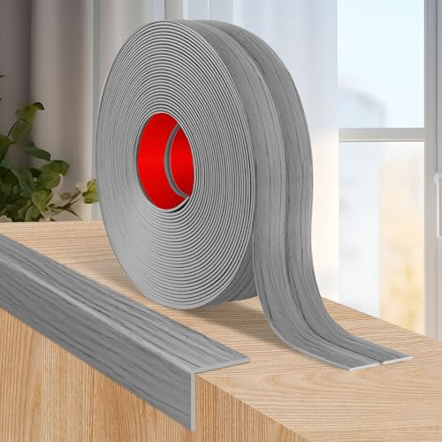 Moulure murale adhesive plinthe souple moulure decorative corniere PVC baguette de finition protection angle mural (2cm×3m, Grain de bois gris clair)