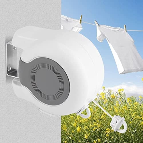 Stendibiancheria Retrattile, Corda da bucato riavvolgibile per Esterni Linea di Lavaggio Stendibiancheria Retrattile a Due per Bagno Lavanderia Balcone Giardino