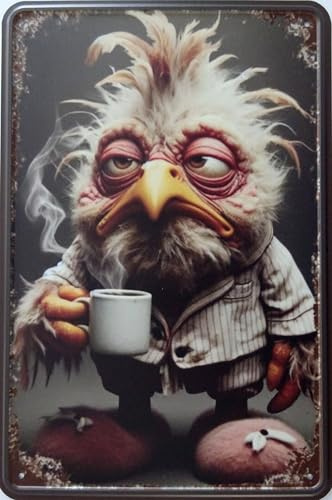 Blechschild Schild 20x30cm - der frühe Vogel Morgen Kaffee Morgenmuffel aufstehen liegen bleiben ausschlafen
