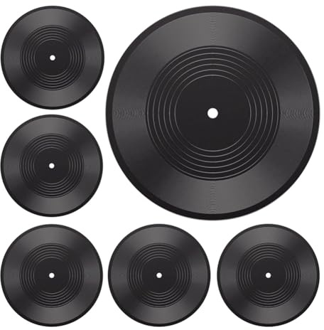 Jooehyer 6PCS 12 Inch Blank Vinyl Records Records Bulletin Board Cutouts and Roll Music Party Decorations for Disco Birthday Music Theme Party