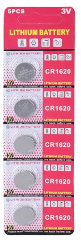 Set di 5 batterie al litio CR1620 da 3 V per dispositivi elettronici, non ricaricabili, batterie a bottone