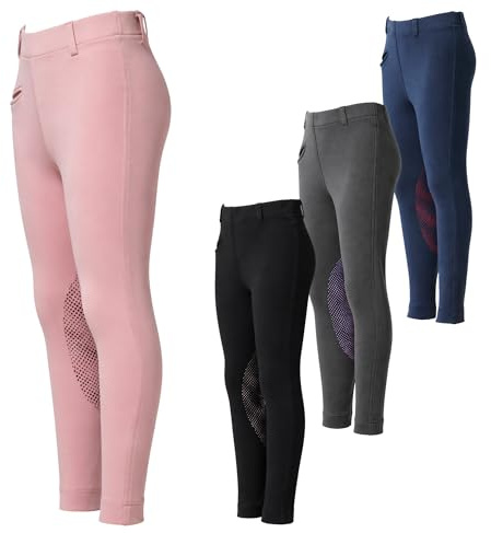 PFIFF 103133 Reitleggings Emilia für Kinder 3/4 Vollbesatz Silikon, Kinderreitleggings mit Gürtelschlaufen