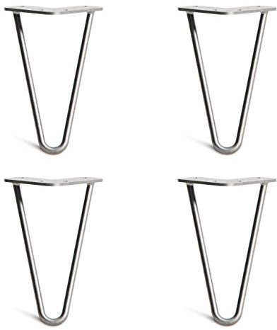 [HLC] 4 x Hairpin Table Legs – Superior Double Weld Steel Construction With Screws, Build Guide & Protector Feet Worth £8 Included! – 10mm Steel [8/20cm,Zinc]