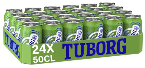 Tuborg, Cassa con 24 Lattine da 50cl, Birra Lager, Gusto Fresco e Dissetante, Gradazione Alcolica 5.0% Vol