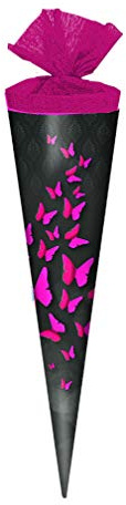 Schultüte / Zuckertüte / Länge: 35cm / rund / Schmetterlinge