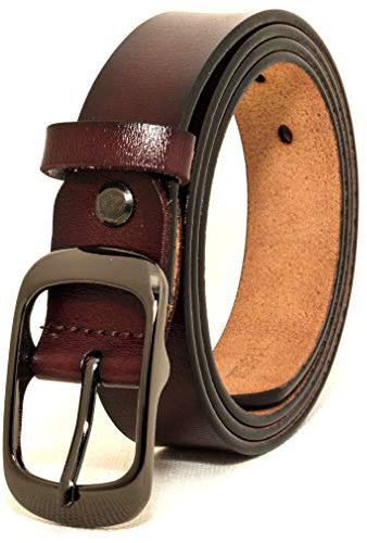 ESPOFY Damen Gürtel Echt Leder Bürtel mit Single Zinken Legierung Schnalle Braun (110cm)