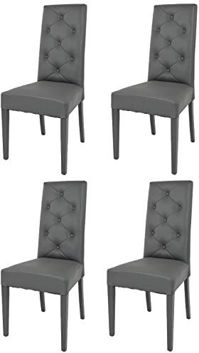 t m c s Tommychairs - 4er Set Moderne Stühle Chantal für Küche und Esszimmer, robuste Struktur aus lackiertem Buchenholz Farbe Dunkelgrau, gepolstert und mit dunkelgrauem Kunstleder bezogen