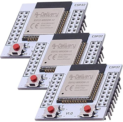 AZDelivery 3 x ESP32 WLAN WiFi Modul mit gratis Adapterplatte kompatibel mit Arduino und Mikrocontroller inklusive E-Book!