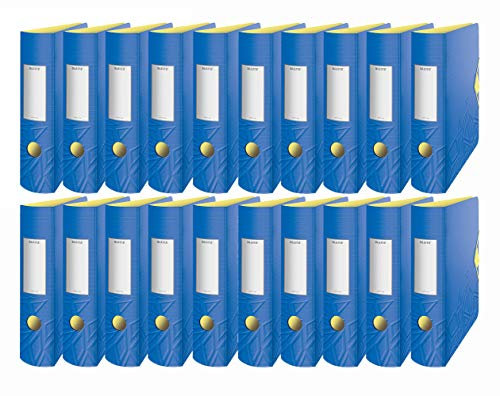 Leitz Qualitäts-Ordner 180° Active Urban Chic, A4, abgerundeter Rücken mit 82 cm Breite, Gummizugverschluss, leichter Polyfoam (blau, 20 Ordner/82 mm)
